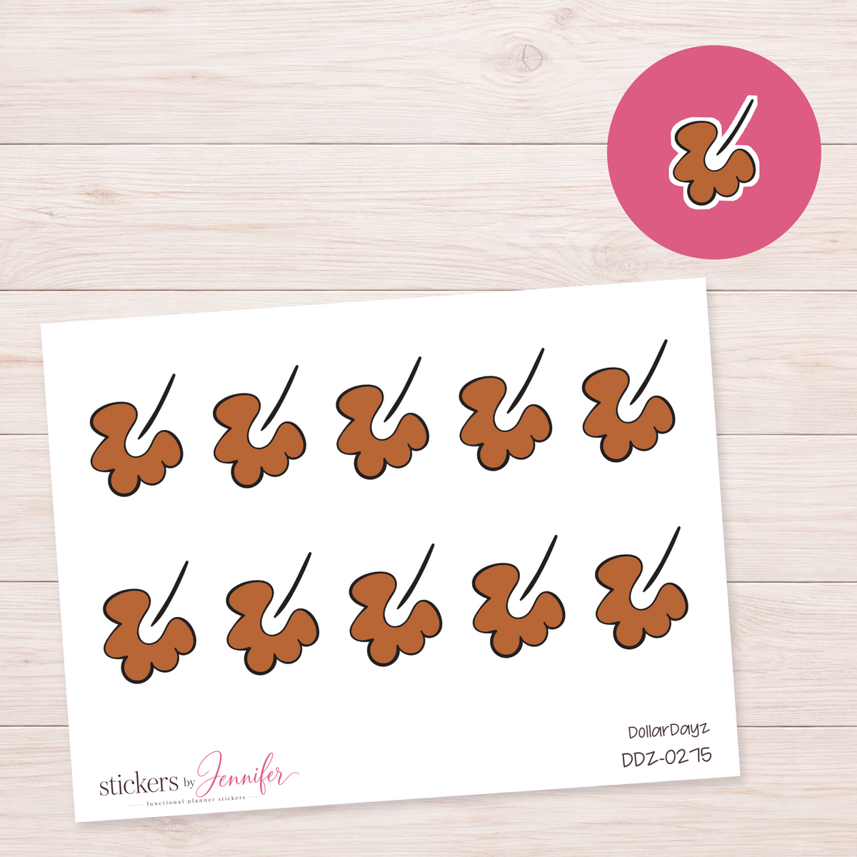 Abstract Brown Shape Planner Stickers | DDZ-0275