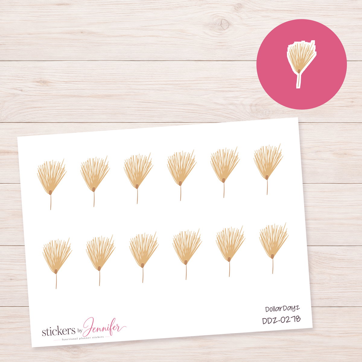 Golden Grass Fan Planner Stickers | DDZ-0278