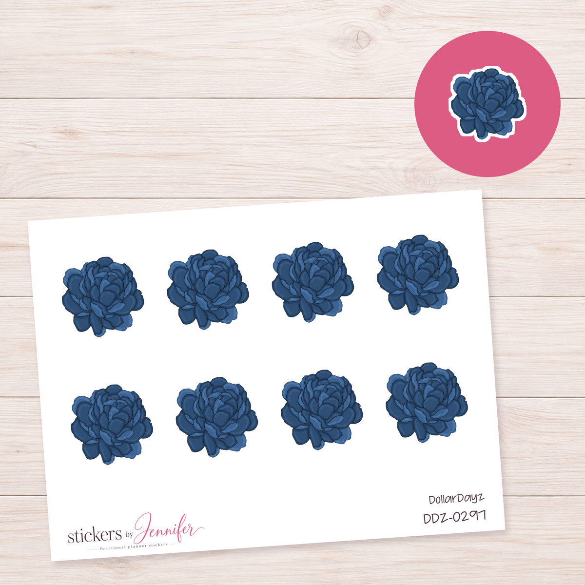 Navy Peony Planner Stickers | DDZ-0297