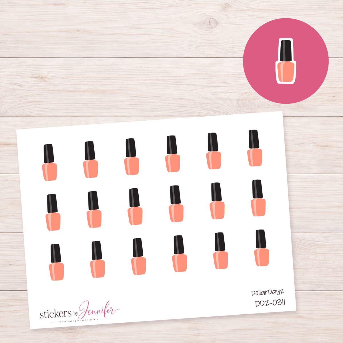 Peach Nail Polish Planner Stickers | DDZ-0311
