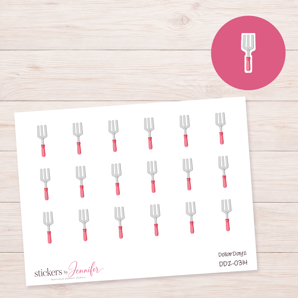 Pink Garden Fork Planner Stickers | DDZ-0314