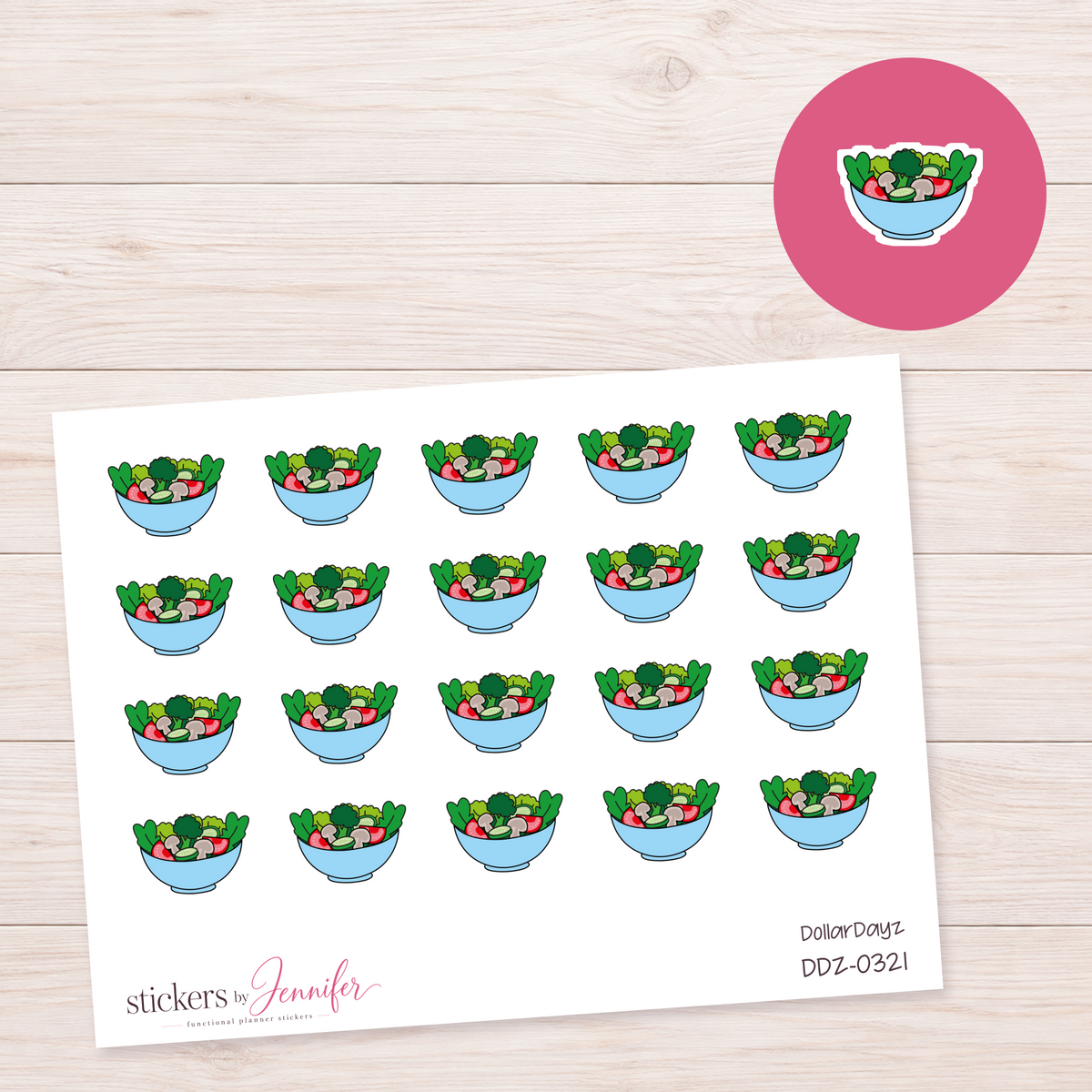 Blue Salad Bowl Planner Stickers | DDZ-0321