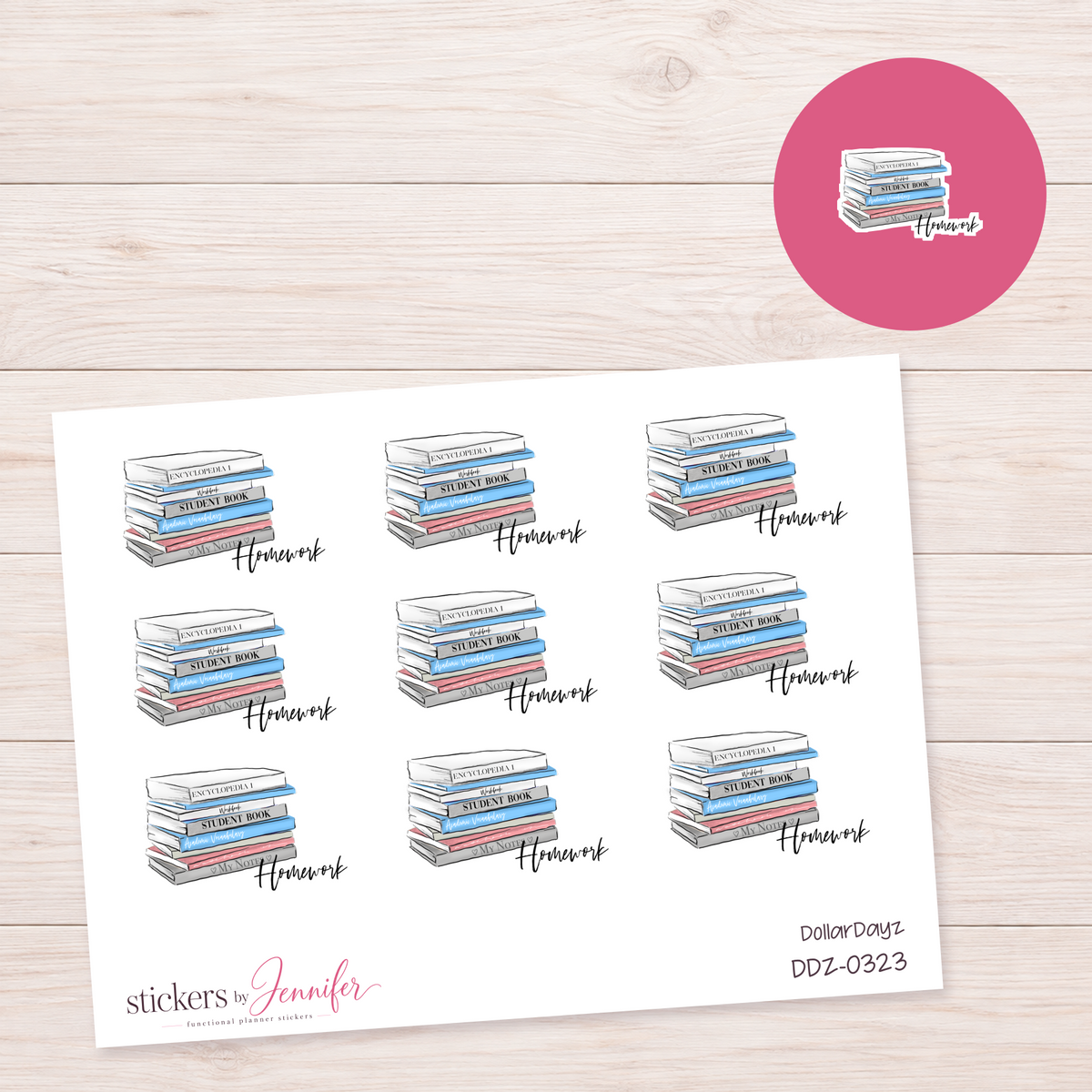 Homework Books Planner Stickers | DDZ-0323