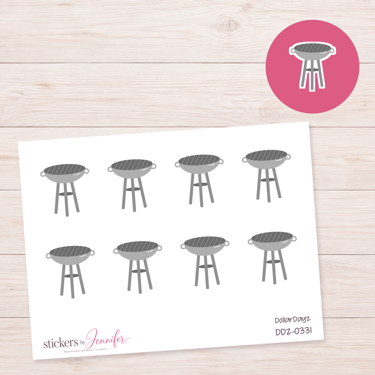 Charcoal Grill Planner Stickers | DDZ-0331