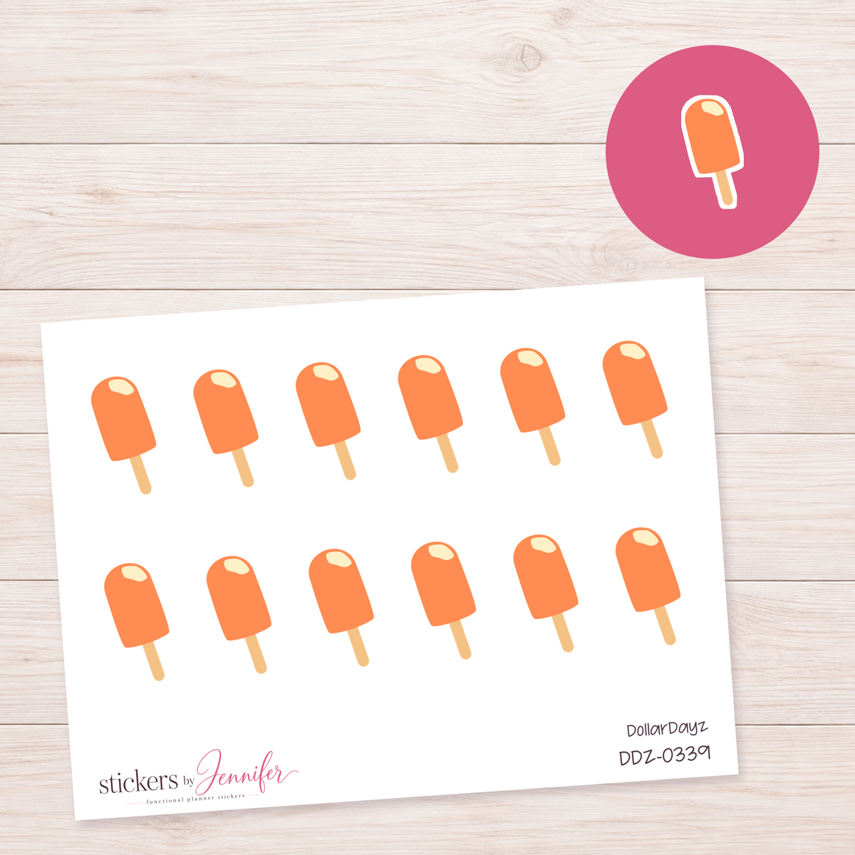 Orange Ice Pop Planner Stickers | DDZ-0339