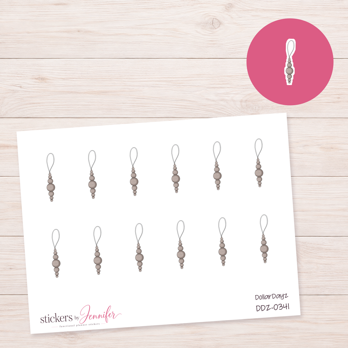 Beaded Key Loop Planner Stickers | DDZ-0341