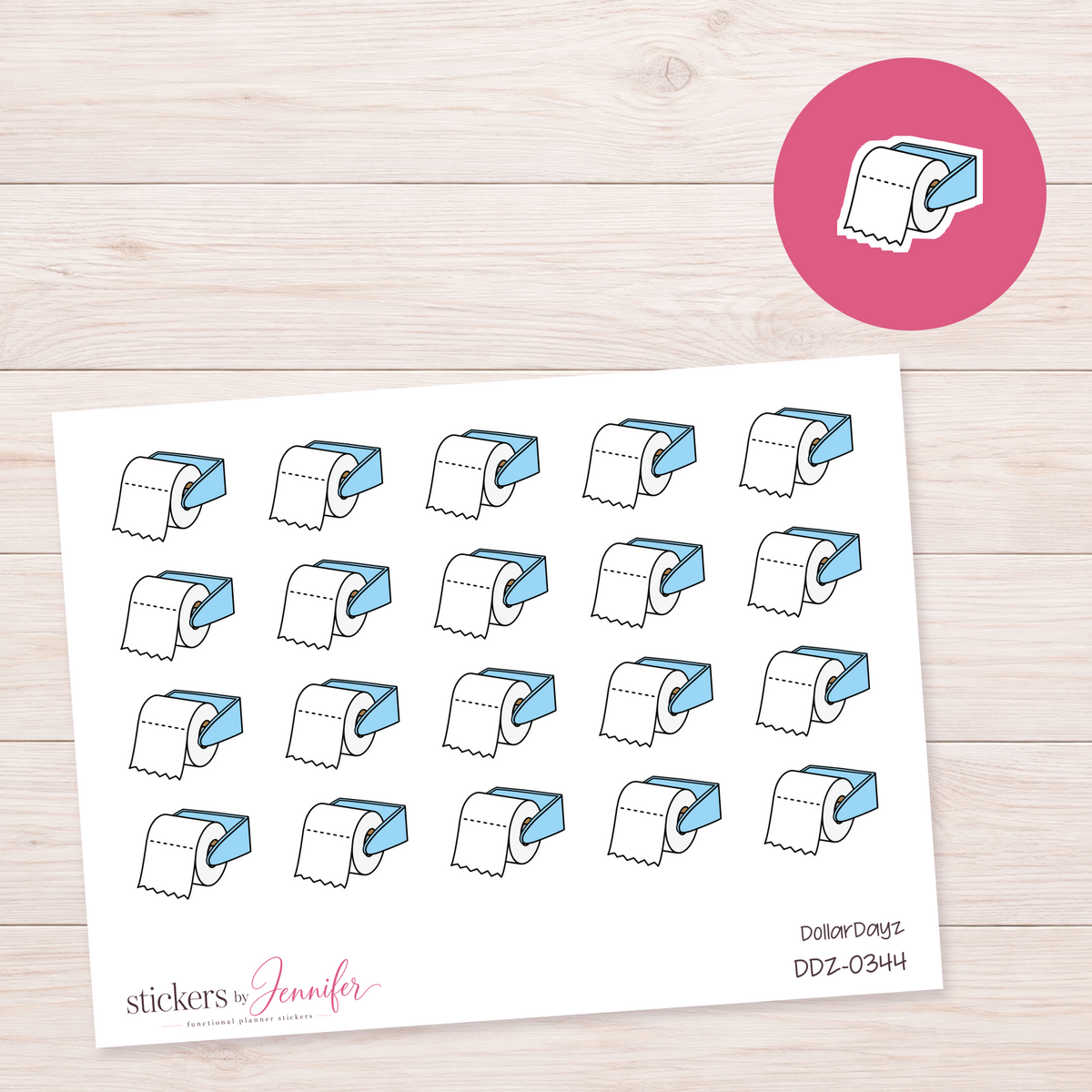 Blue Toilet Paper Holder Planner Stickers | DDZ-0344