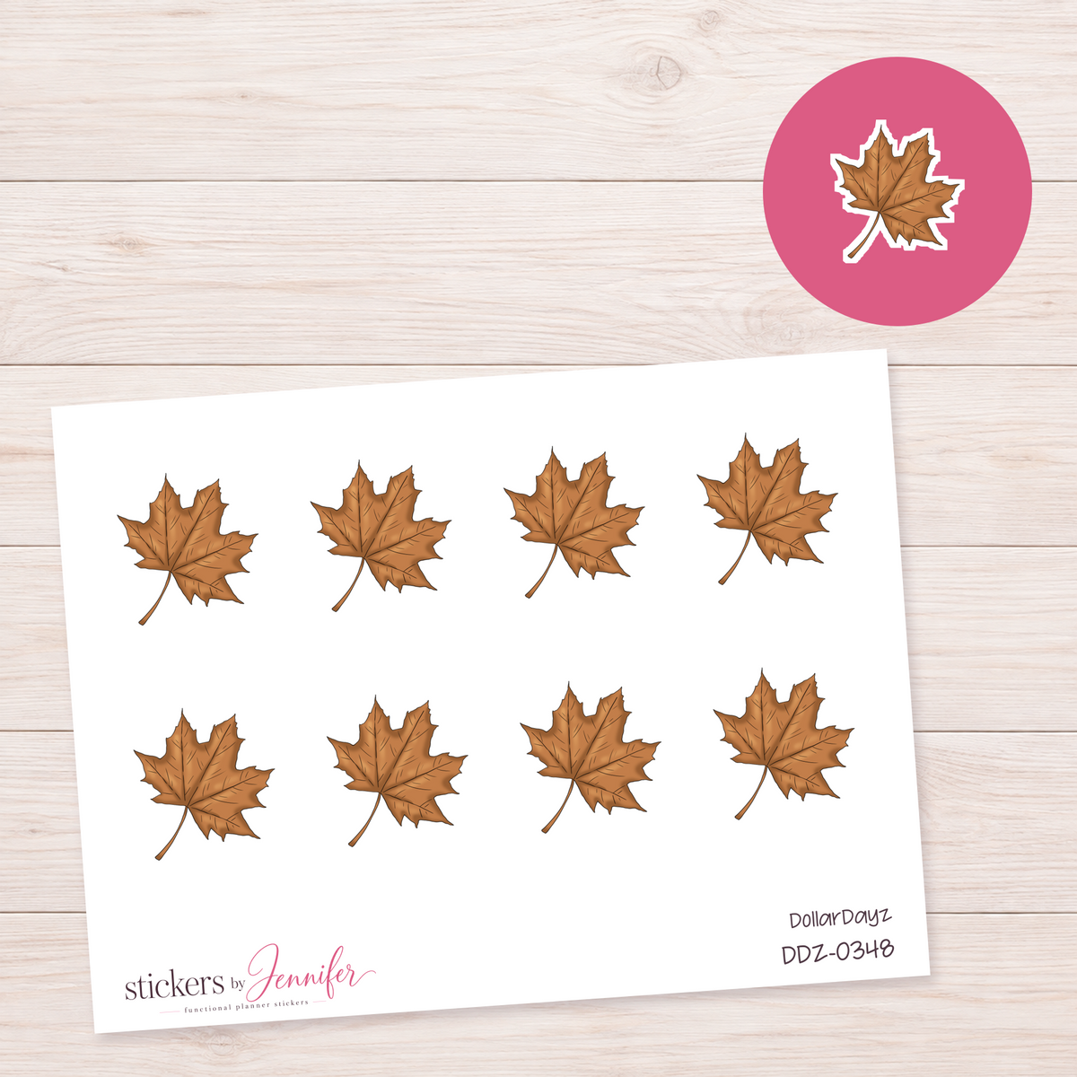Brown Maple Leaf Planner Stickers | DDZ-0348