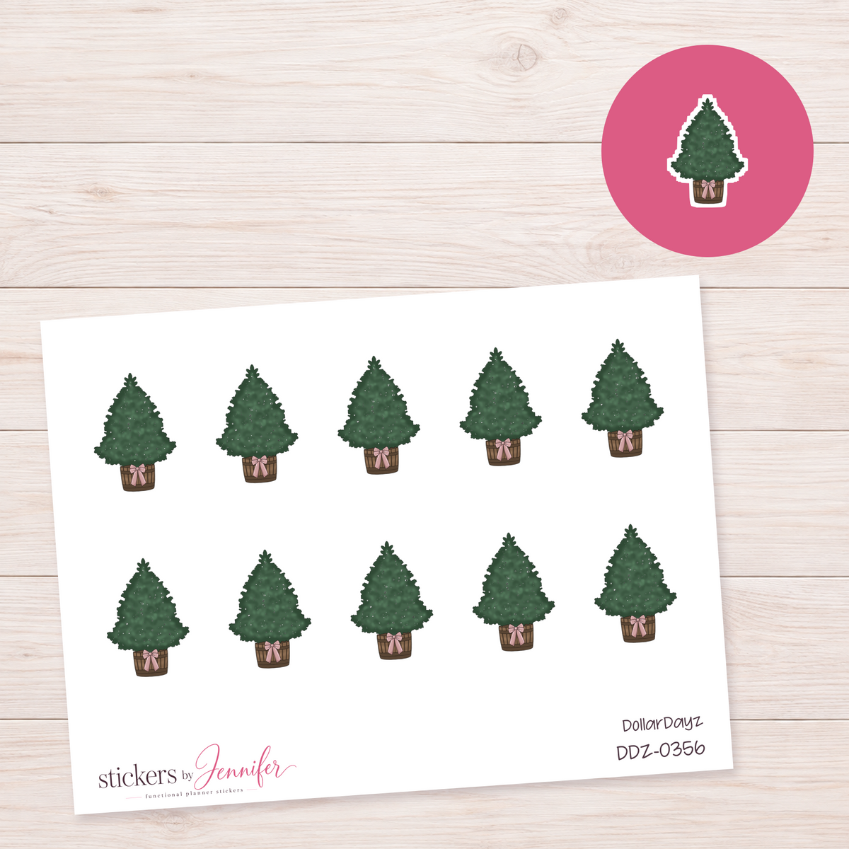 Potted Christmas Tree Planner Stickers | DDZ-0356