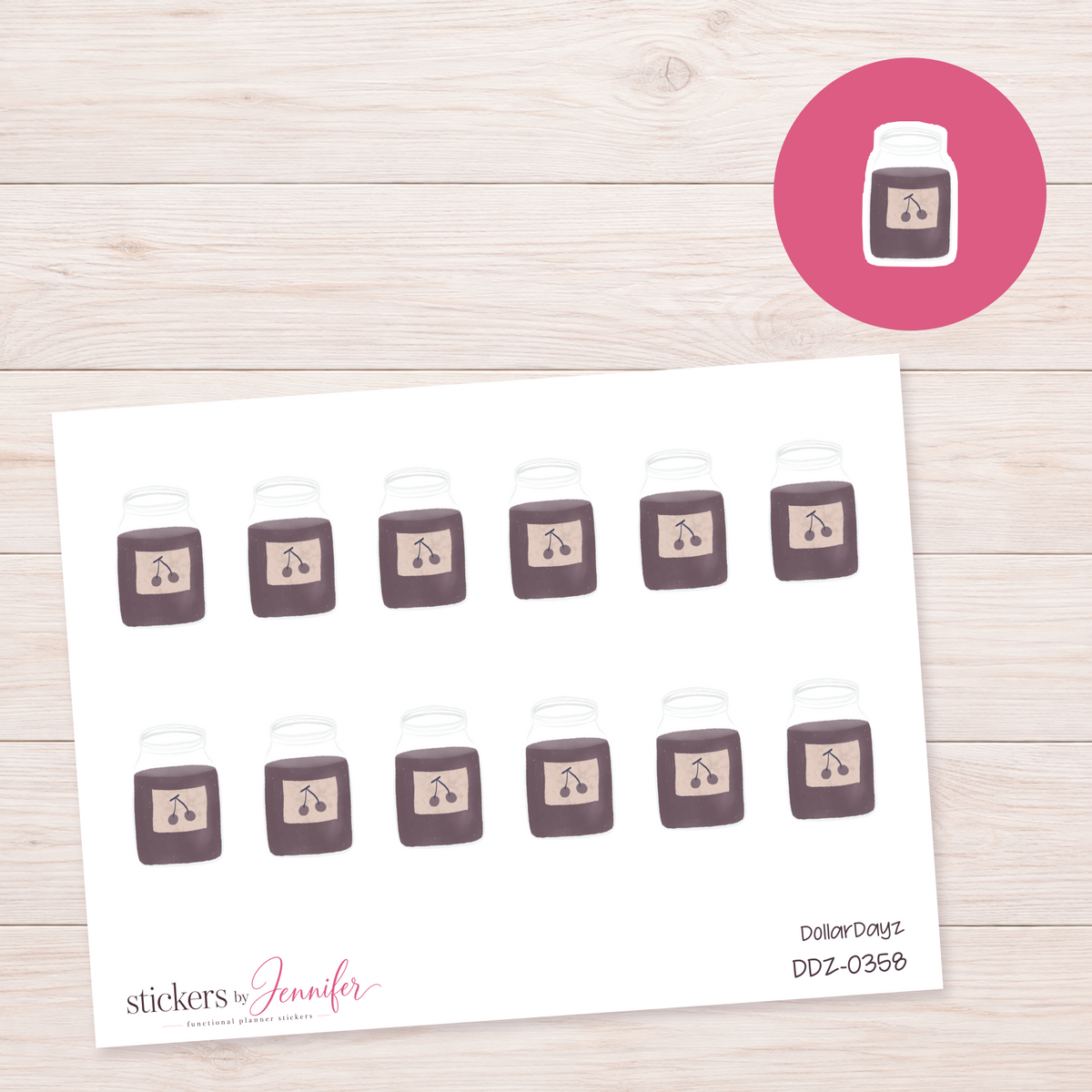 Cherry Jam Jar Planner Stickers | DDZ-0358