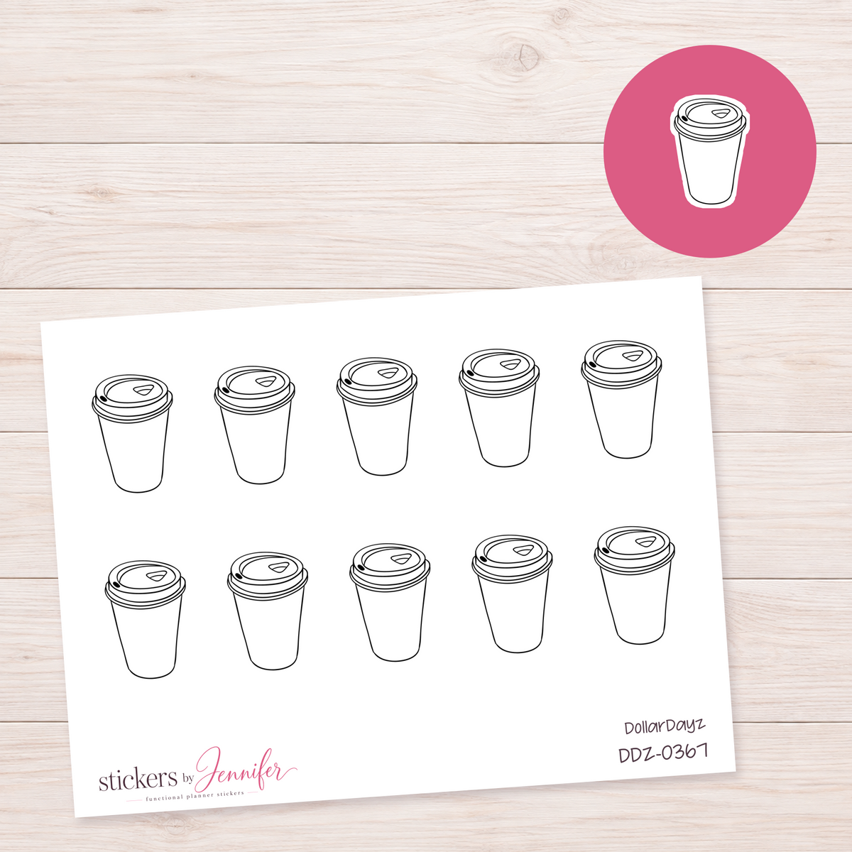 Plain Takeaway Cup Planner Stickers | DDZ-0367