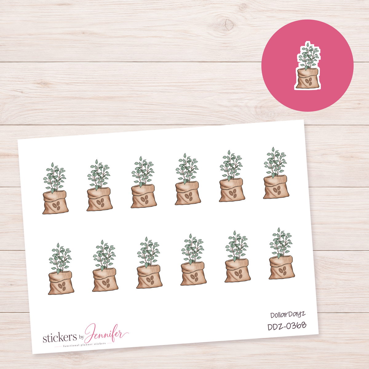 Plant in Burlap Sack Planner Stickers | DDZ-0368