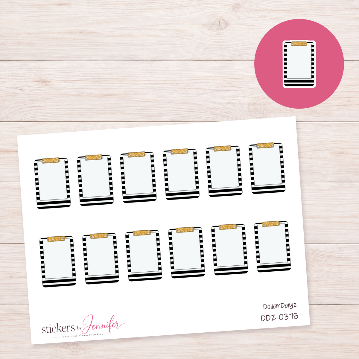 Striped Clipboard Planner Stickers | DDZ-0375