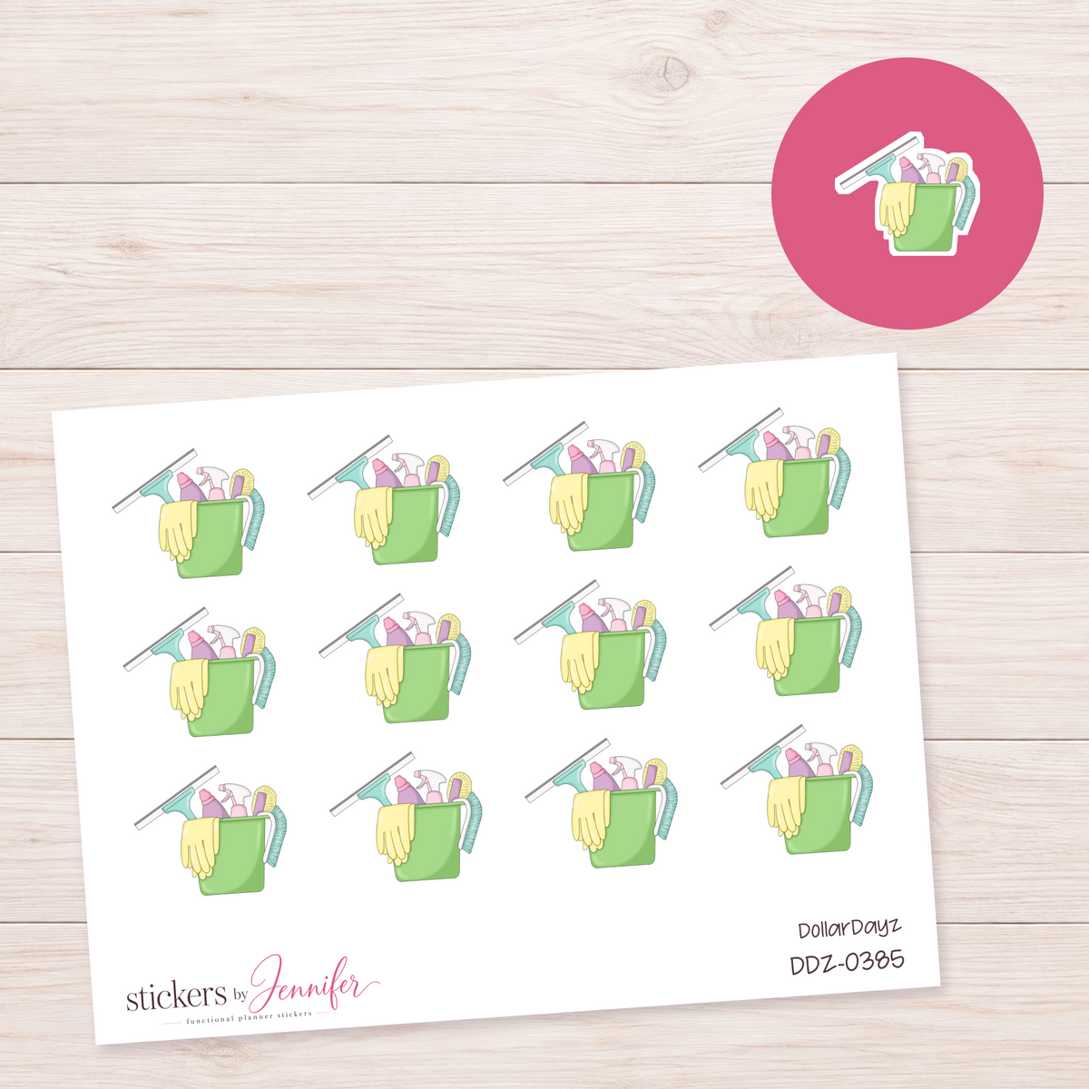 Green Cleaning Bucket Planner Stickers | DDZ-0385