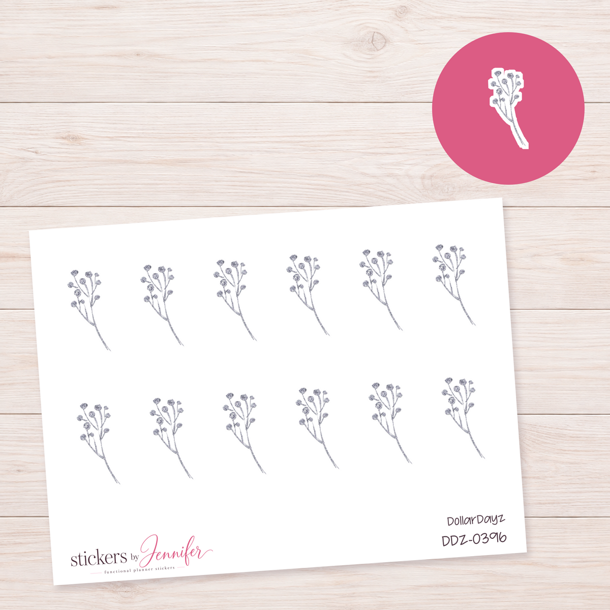Lavender Flower Stem Planner Stickers | DDZ-0396