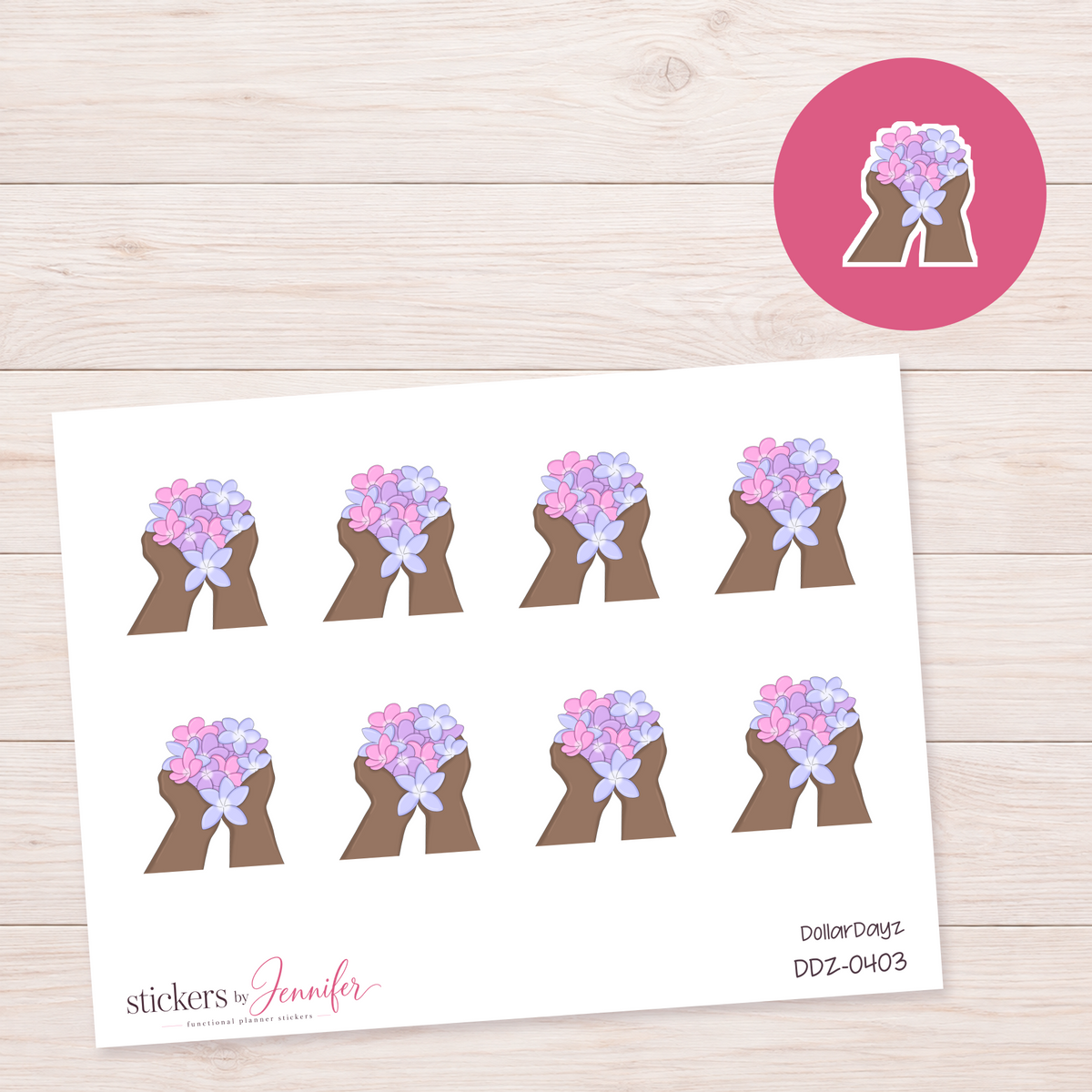 Flowers in Hands Planner Stickers | DDZ-0403
