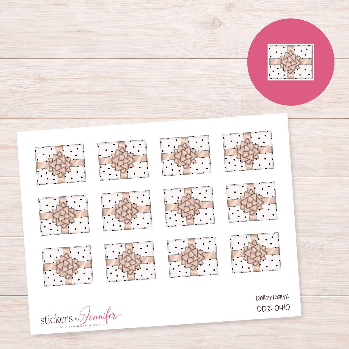 Polka-Dot Gift Box Planner Stickers | DDZ-0410