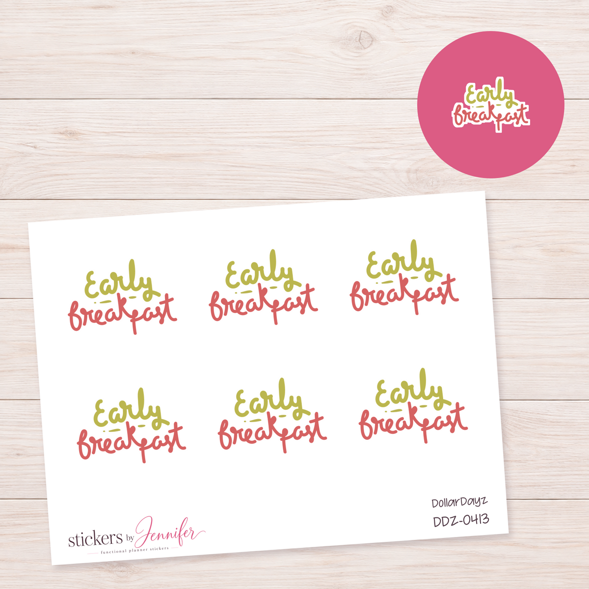 Early Breakfast Lettering Planner Stickers | DDZ-0413