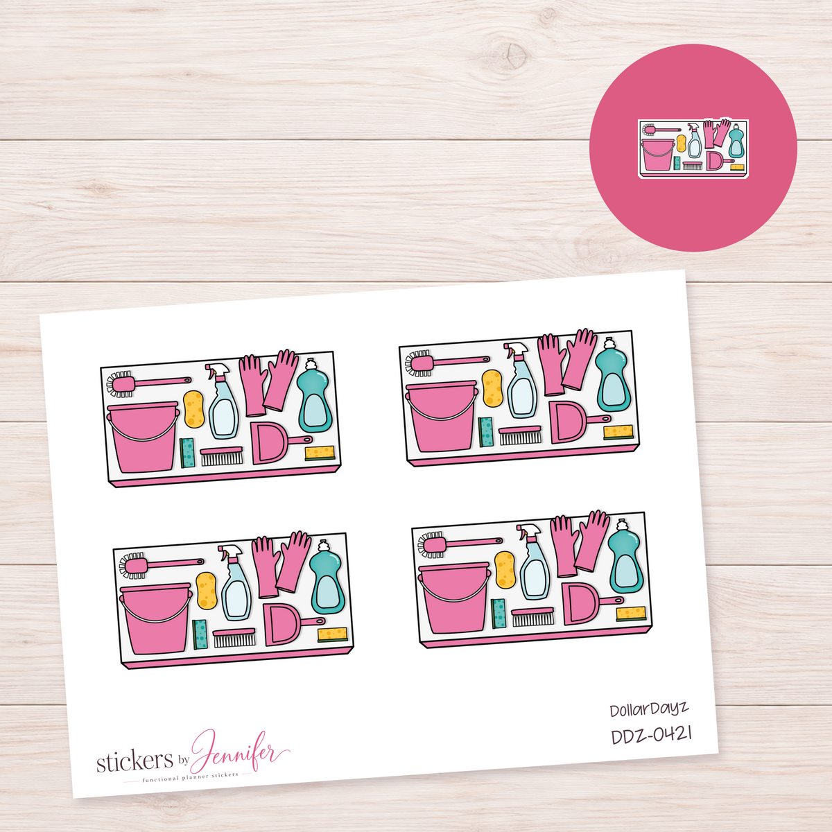 Pink Cleaning Supplies Planner Stickers | DDZ-0421
