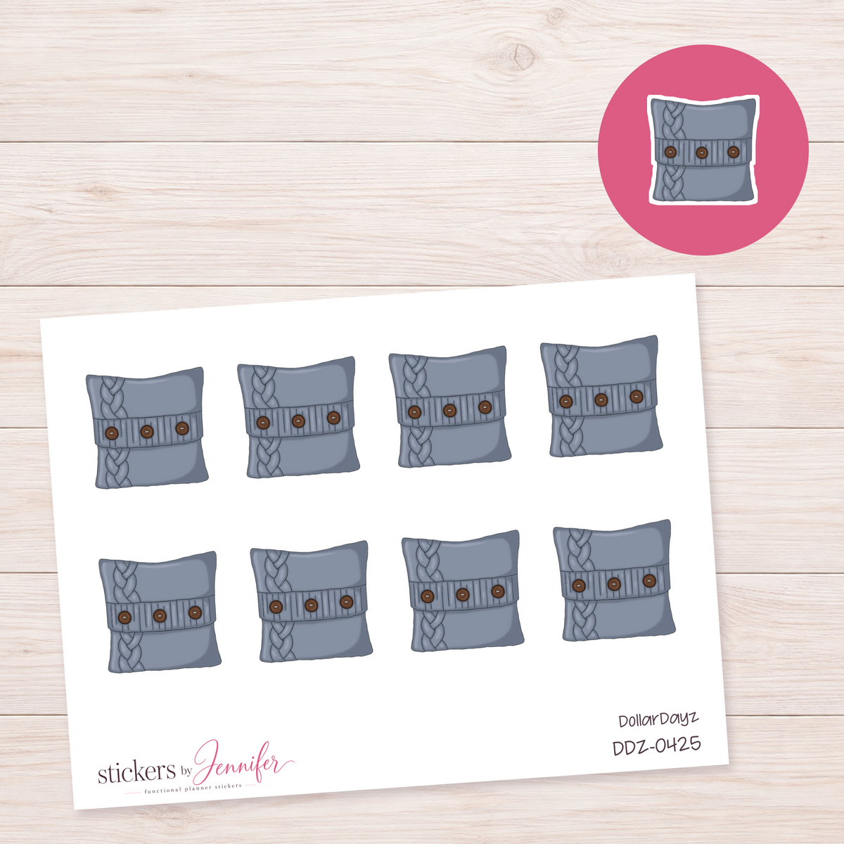 Blue Cable-Knit Cushion Planner Stickers | DDZ-0425