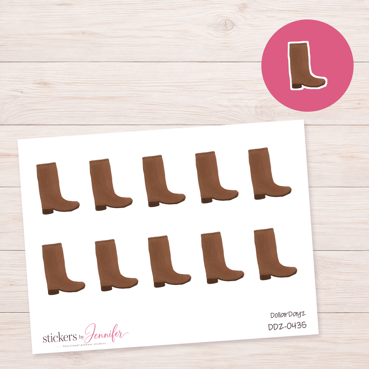 Brown Boot Planner Stickers | DDZ-0435