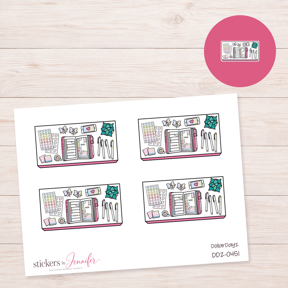 Pink Planner Desk Planner Stickers | DDZ-0451