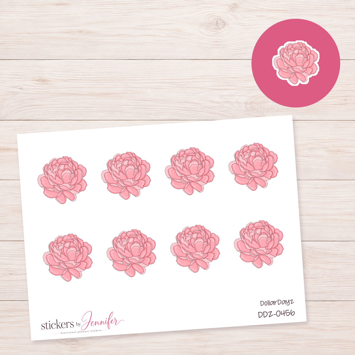Coral Peony Planner Stickers | DDZ-0456