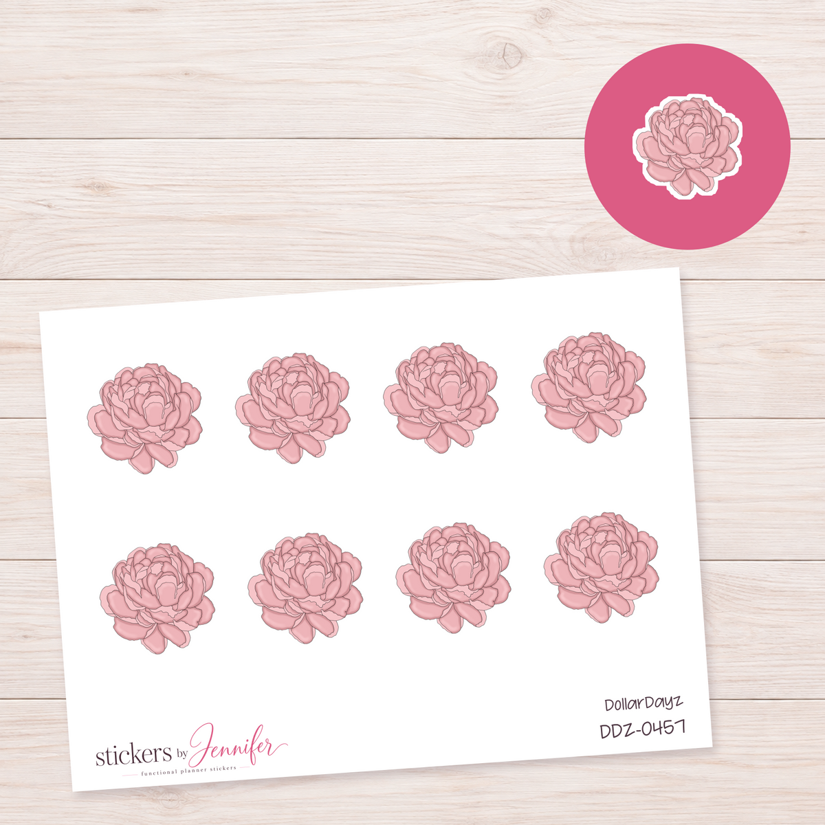 Dusty Pink Peony Planner Stickers | DDZ-0457