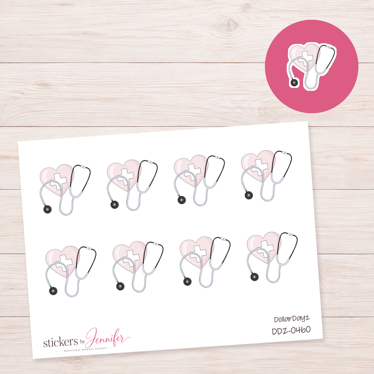 Heart & Stethoscope Planner Stickers | DDZ-0460