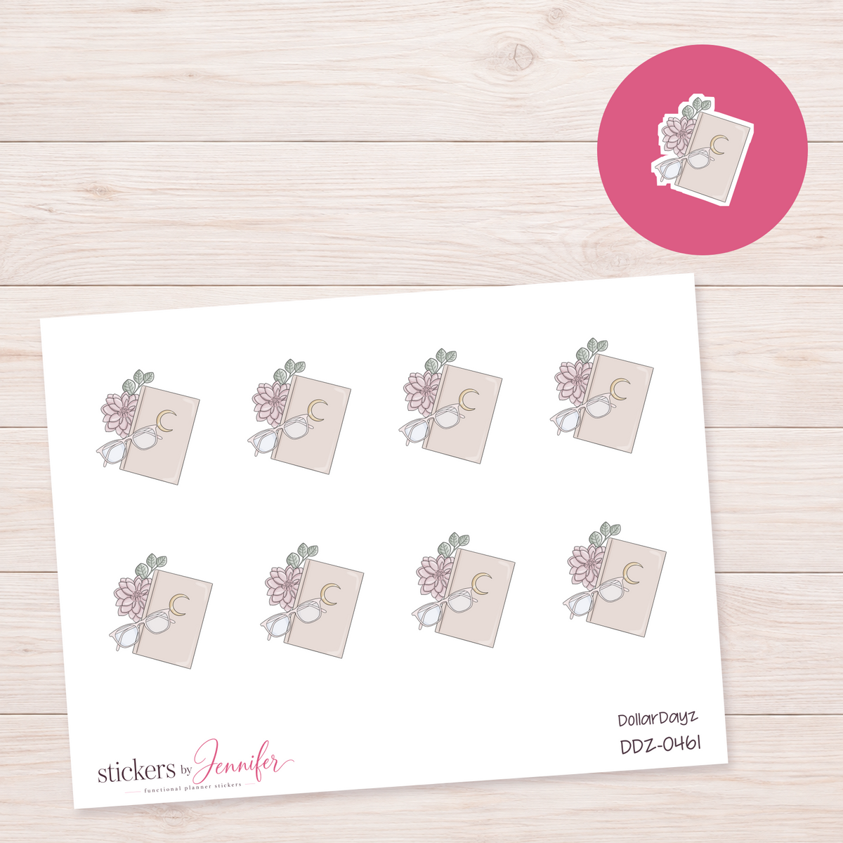 Moon Journal & Flowers Planner Stickers | DDZ-0461