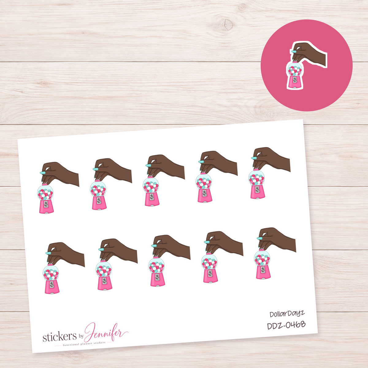 Pink Gumball Machine Planner Stickers | DDZ-0468