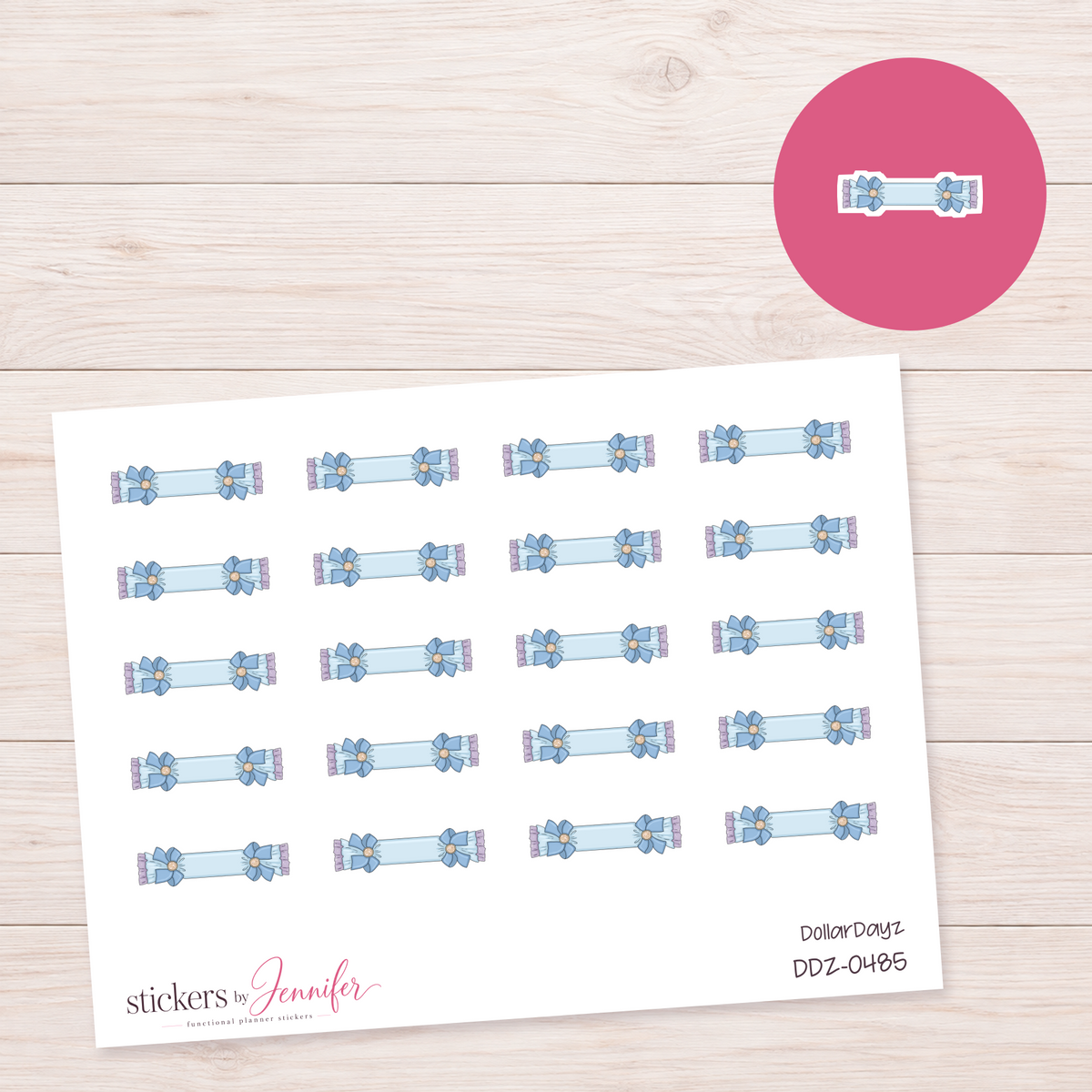 Blue Bow Banner Planner Stickers | DDZ-0485