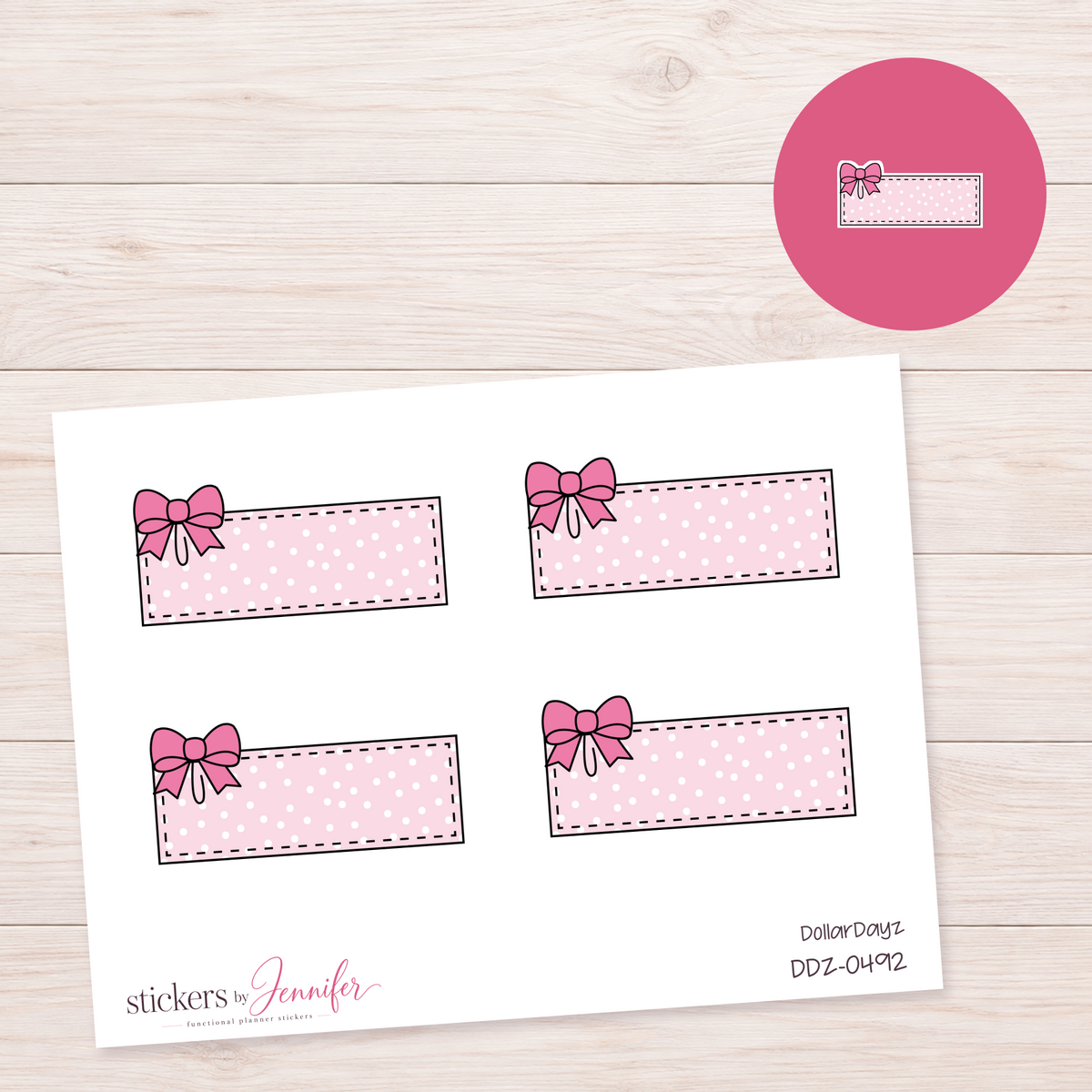 Pink Polka-Dot Label Planner Stickers | DDZ-0492