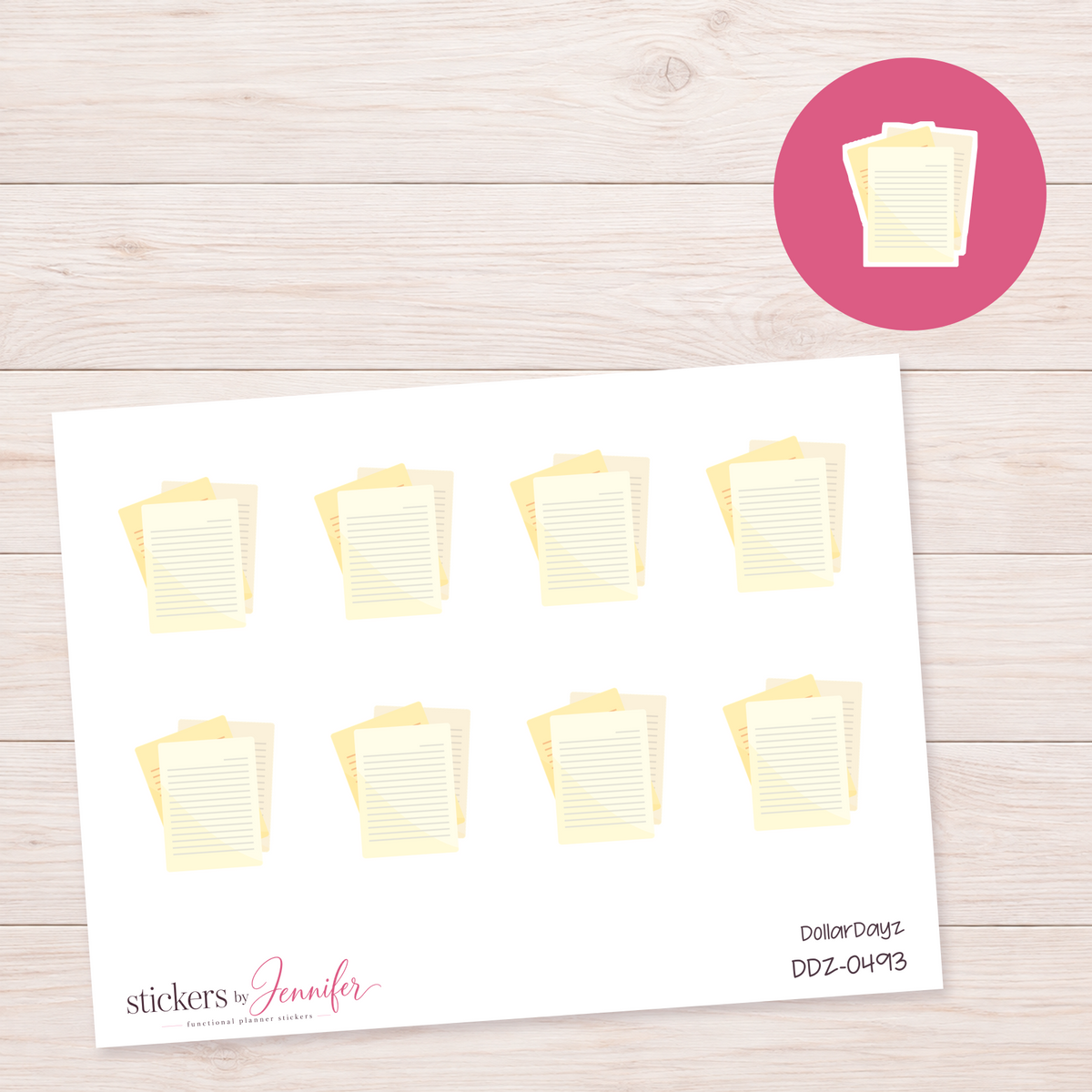 Yellow Documents Planner Stickers | DDZ-0493