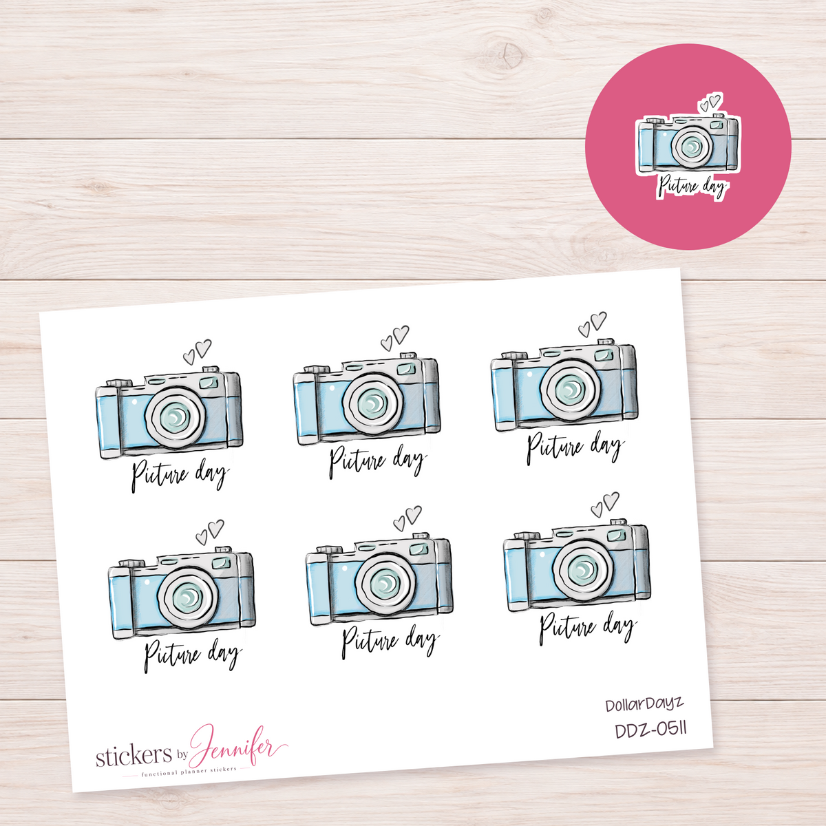 Picture Day Lettering & Camera Planner Stickers | DDZ-0511