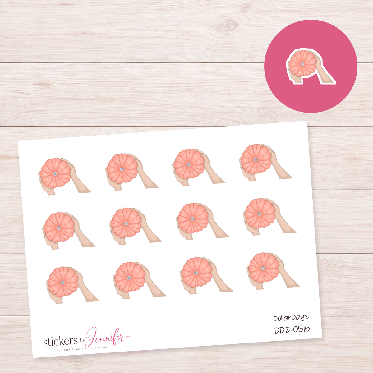 Pumpkin in Two Hands Planner Stickers | DDZ-0516