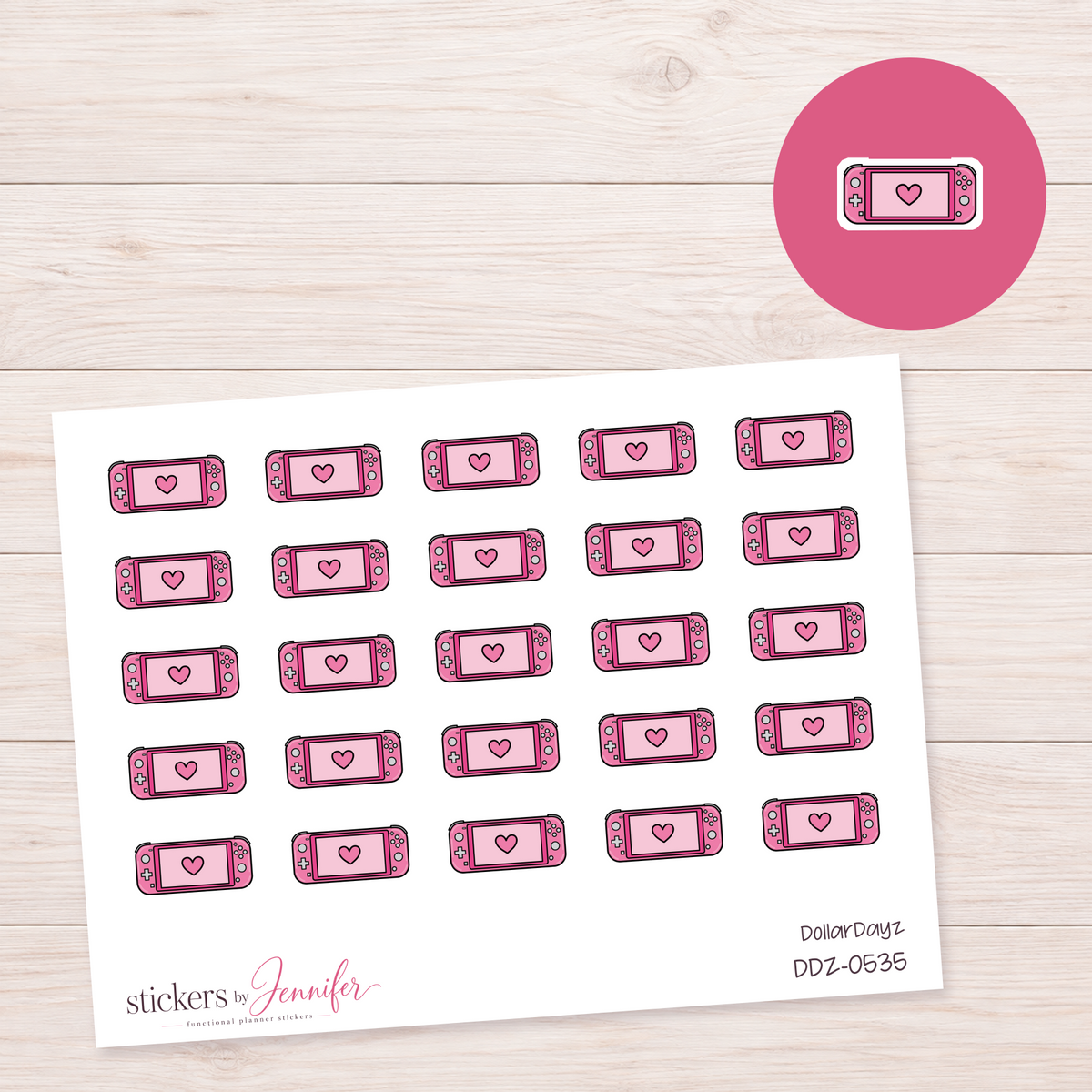 Pink Handheld Game Console Planner Stickers | DDZ-0535