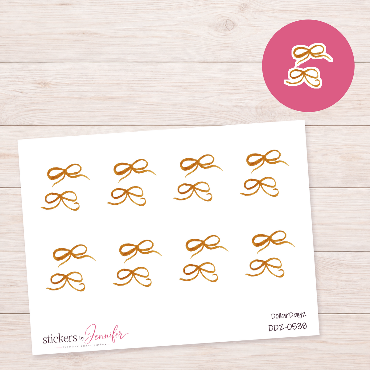 Golden Bow Pair Planner Stickers | DDZ-0538