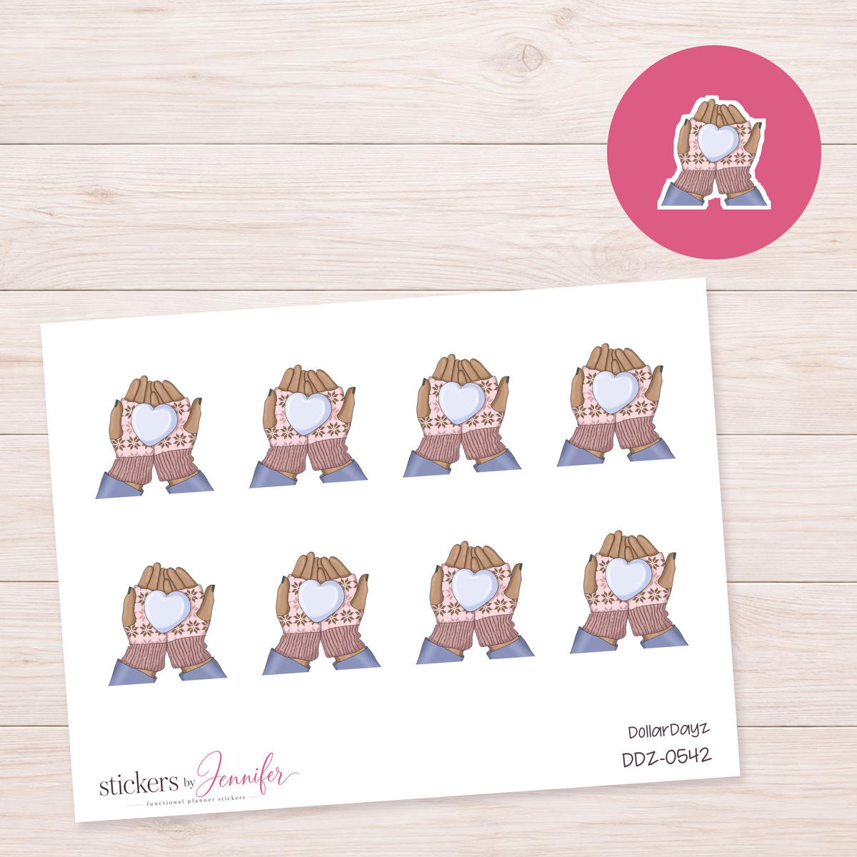 Heart in Winter Gloves Planner Stickers | DDZ-0542