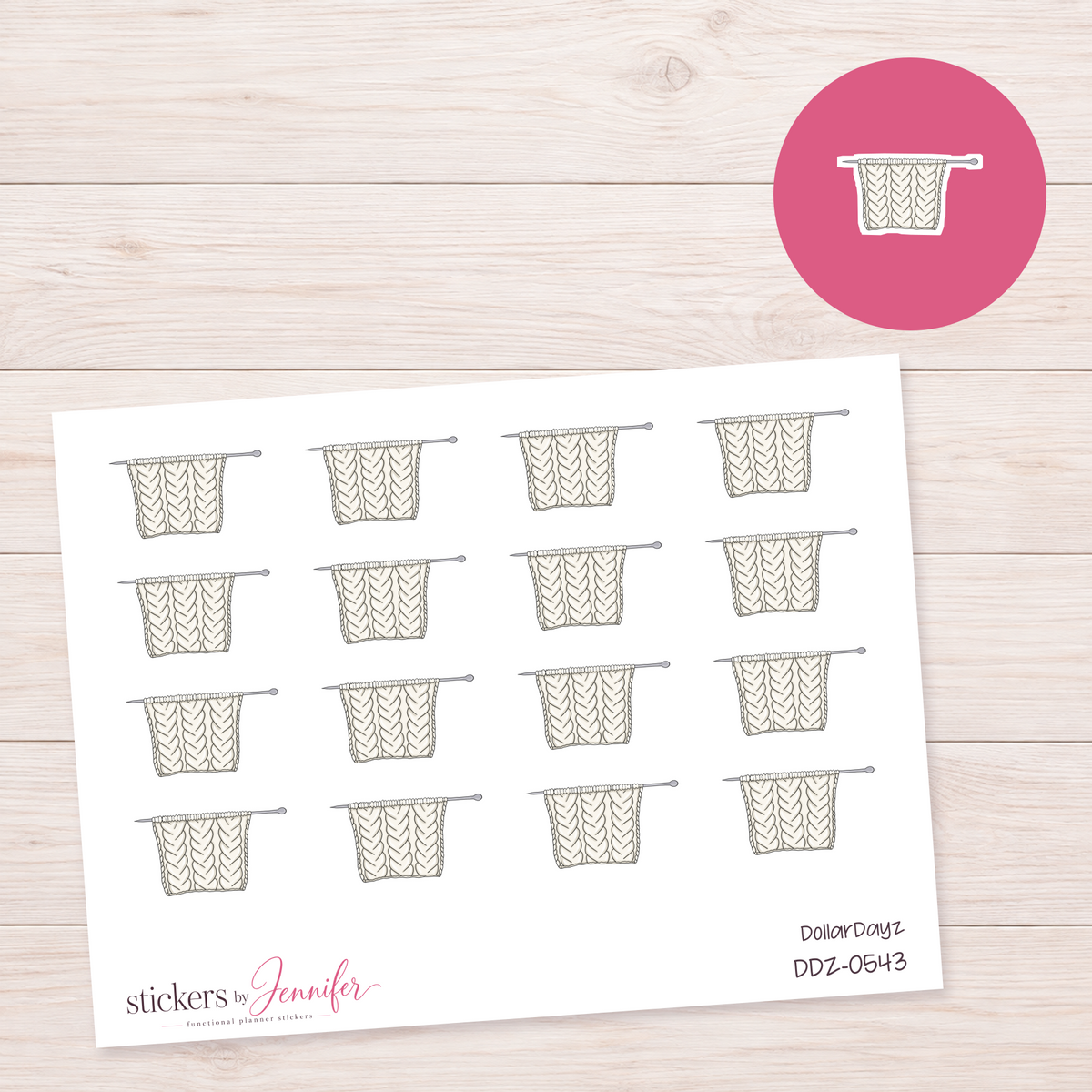 Cream Knitting Planner Stickers | DDZ-0543