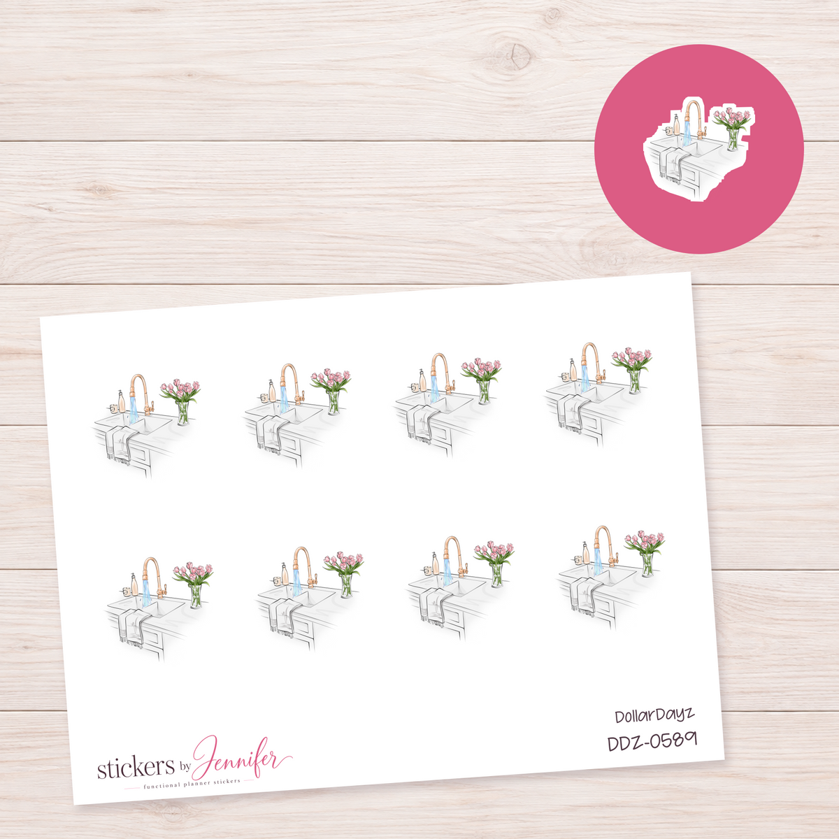 Kitchen Sink & Flowers Planner Stickers | DDZ-0589