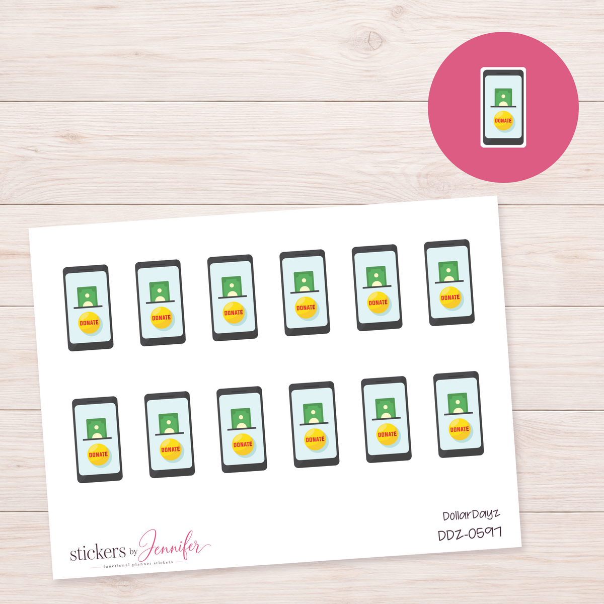 Donation on Phone Planner Stickers | DDZ-0597