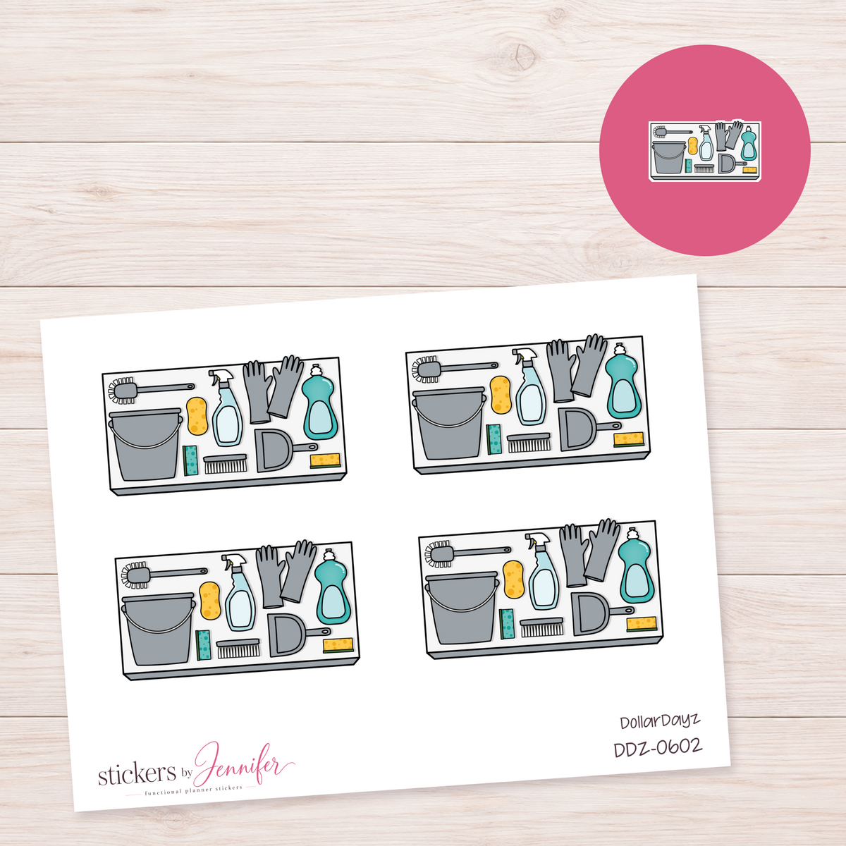 Gray Cleaning Supplies Planner Stickers | DDZ-0602