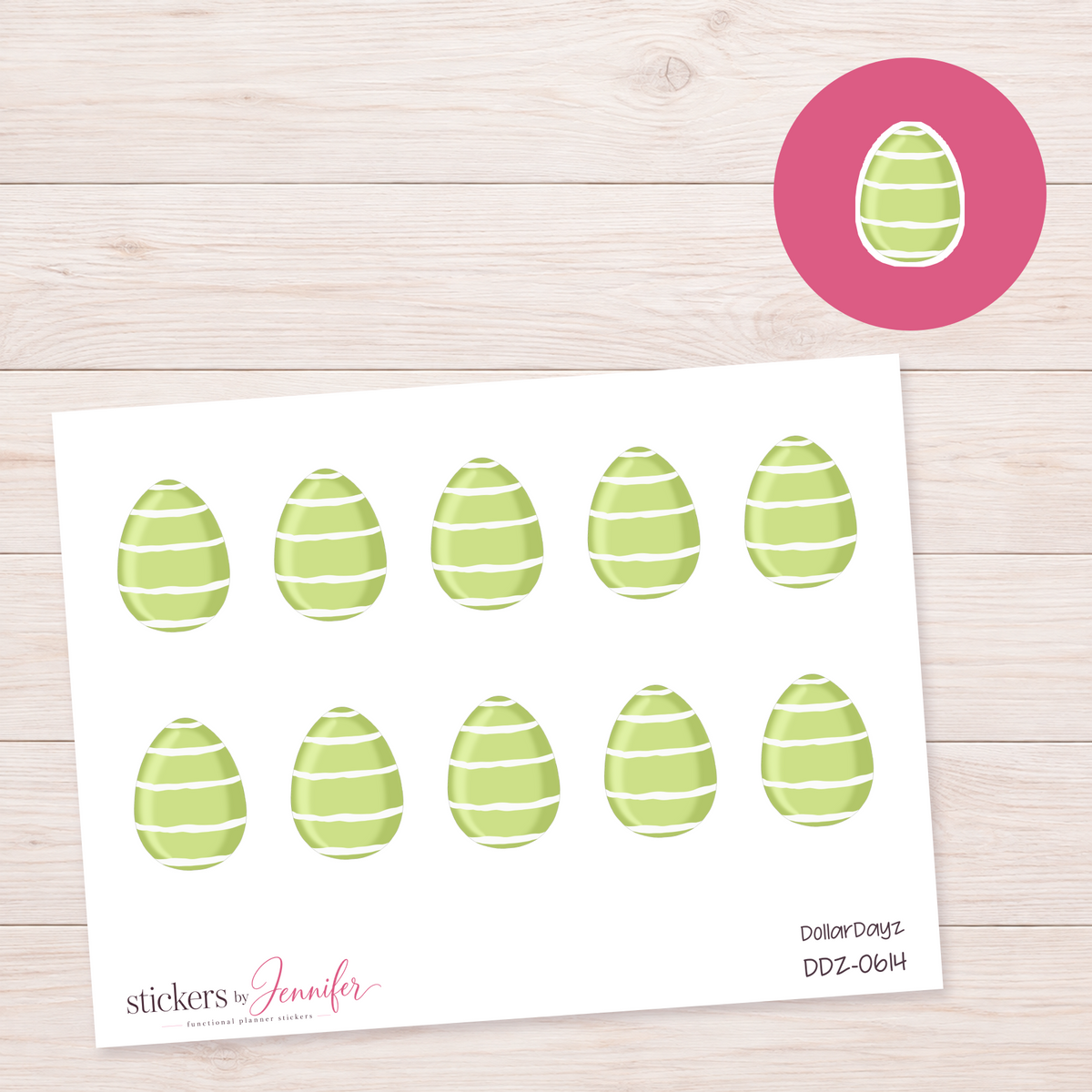 Green Striped Easter Egg Planner Stickers | DDZ-0614