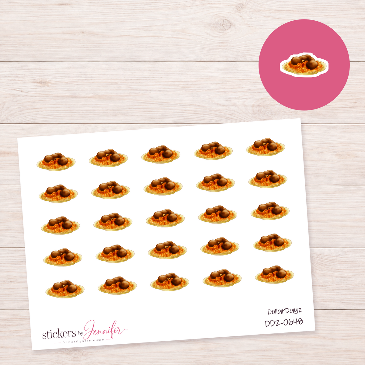 Spaghetti & Meatballs Planner Stickers | DDZ-0648