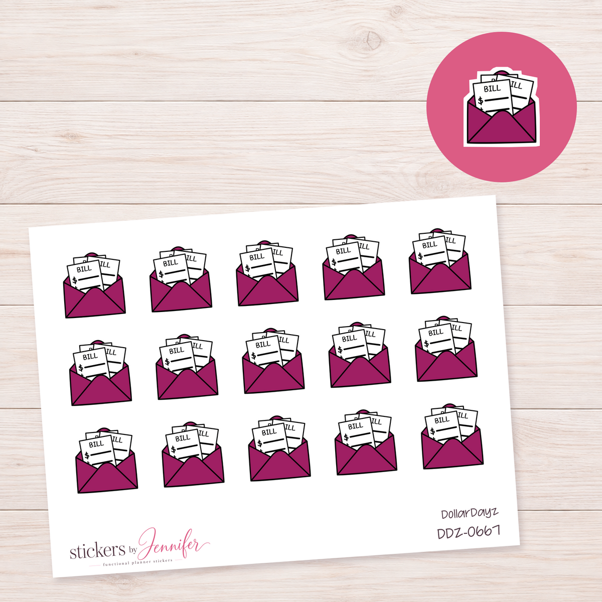 Berry Bill Envelope Planner Stickers | DDZ-0667