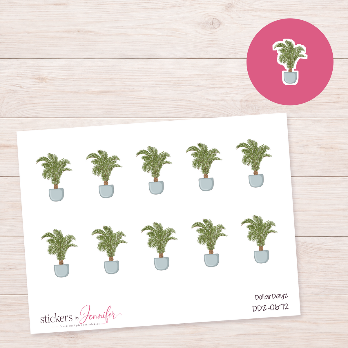 Potted Palm Planner Stickers | DDZ-0672
