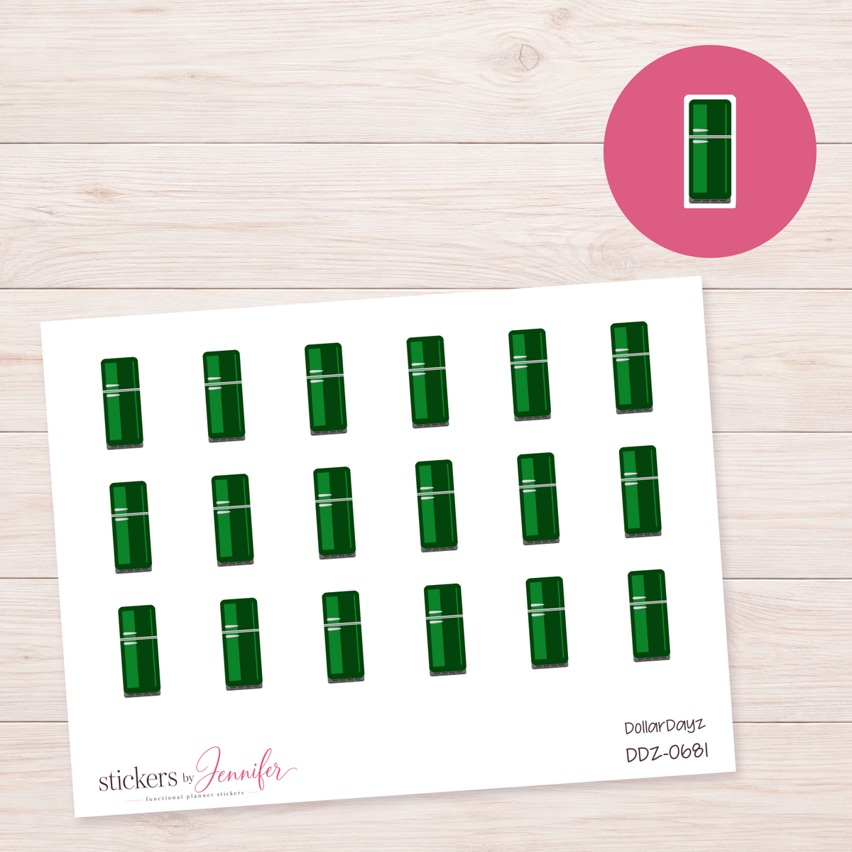 Green Refrigerator Planner Stickers | DDZ-0681