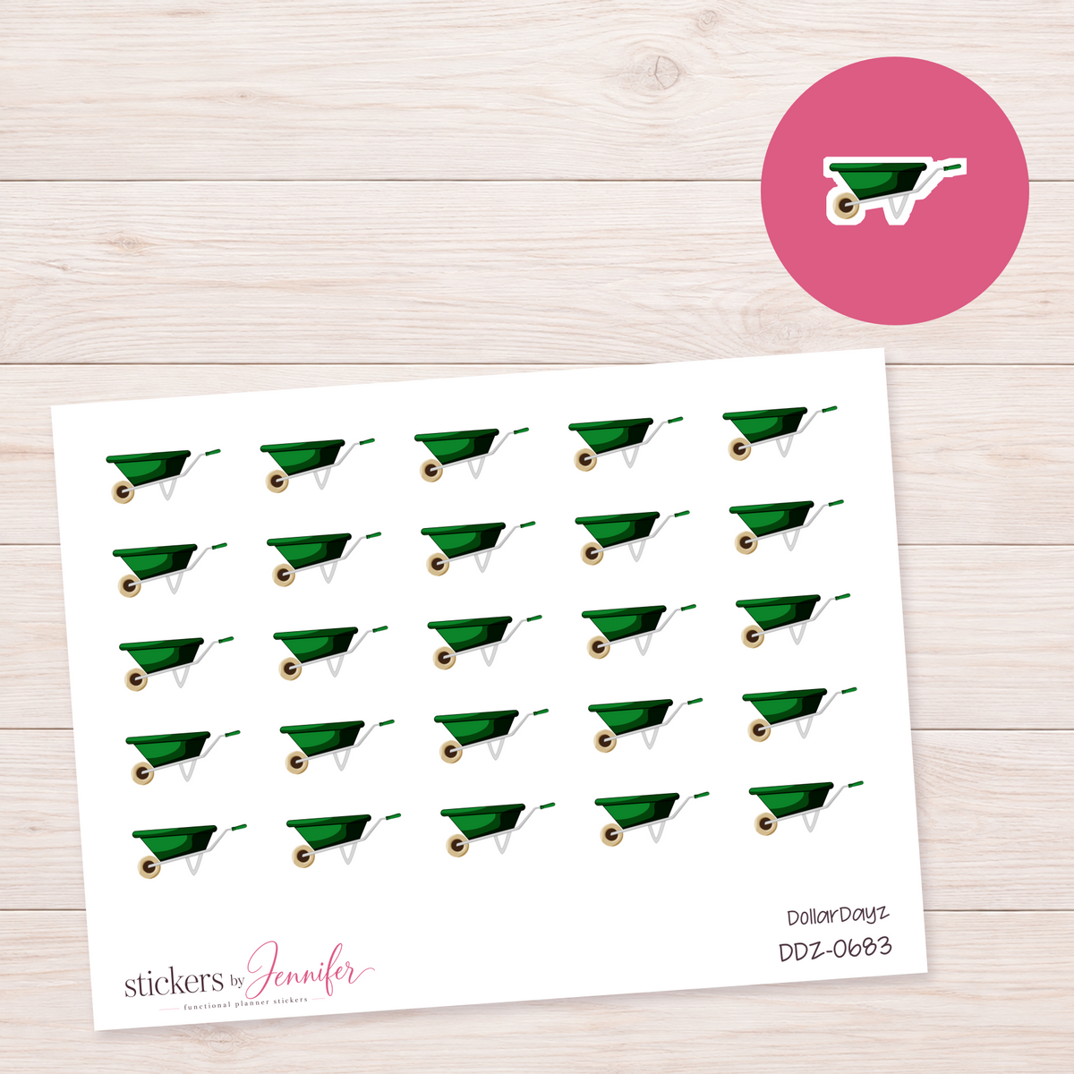 Green Wheelbarrow Planner Stickers | DDZ-0683
