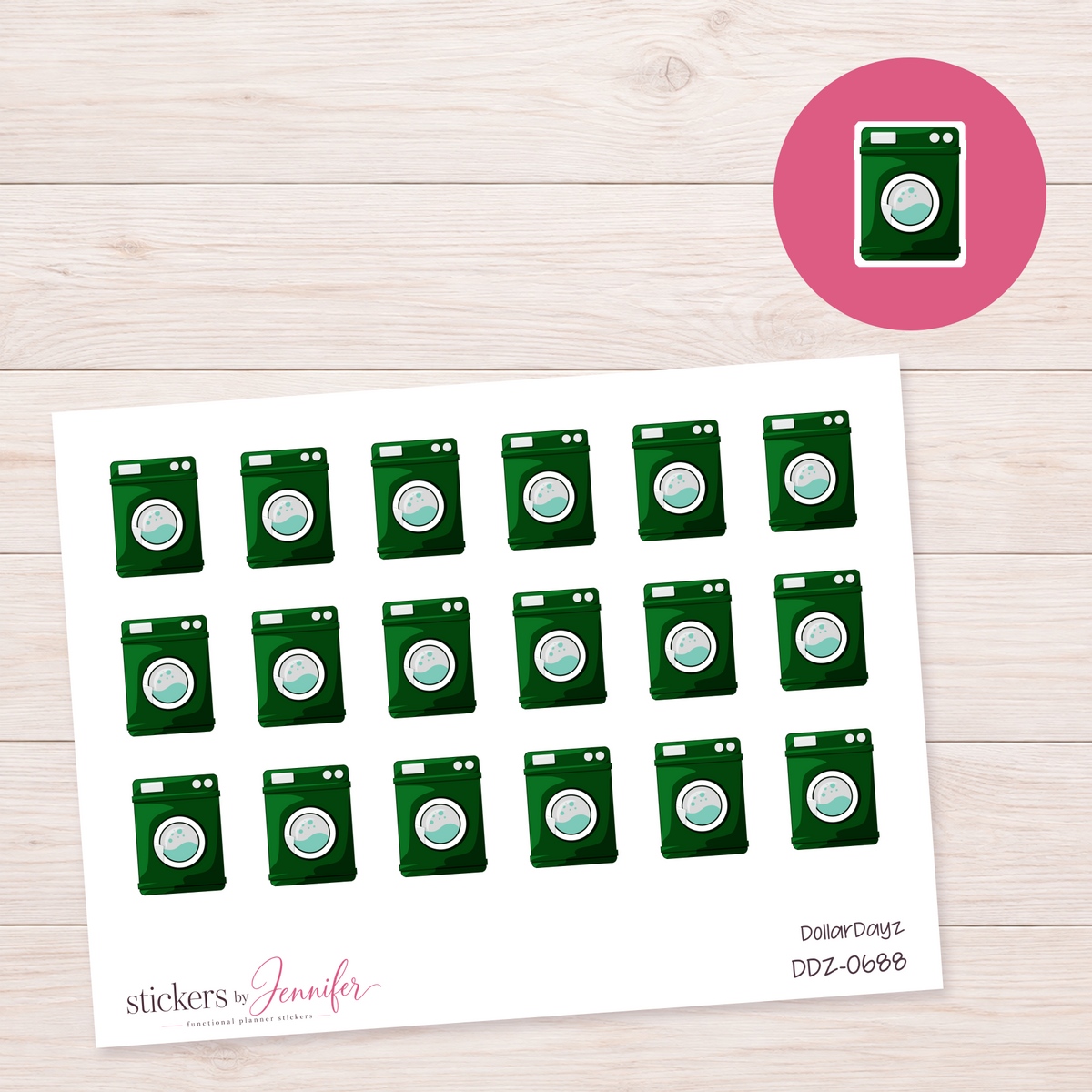 Green Washing Machine Planner Stickers | DDZ-0688